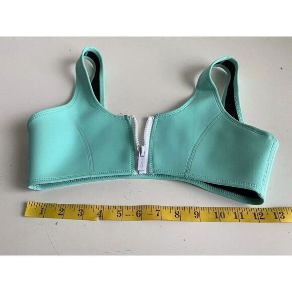 Hoaka Swimwear Bikini Top Neoprene Seafoam Teal Zipper Women’s Sz S+ - Picture 5 of 8
